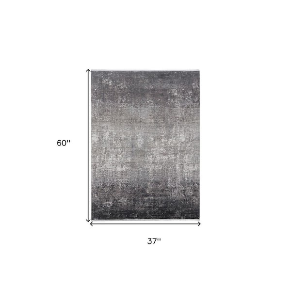 3 ft. x 5 ft. Gray and Black Abstract Area Rug