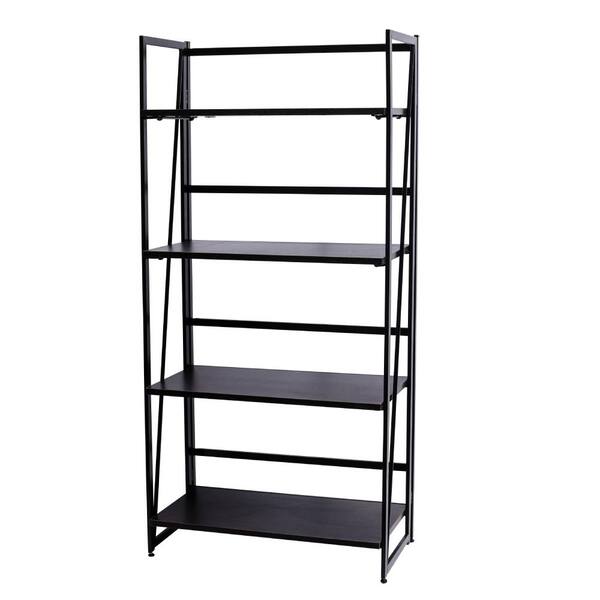 Karl home Industrial 49 in. Gray MDF 4 Shelf Standard Bookcase with ...