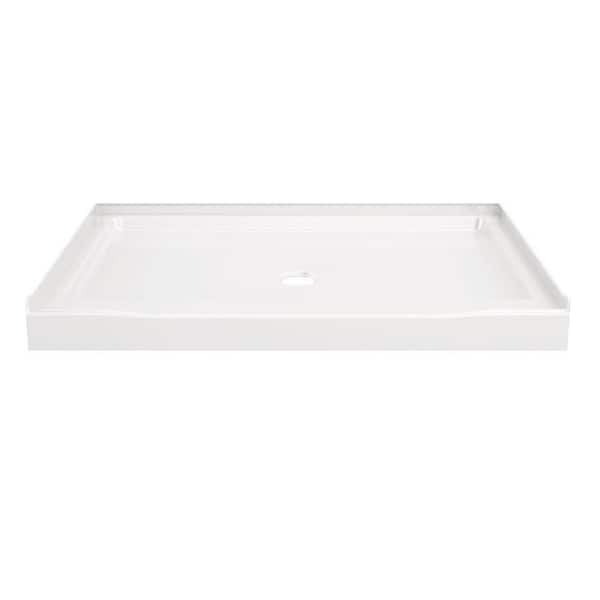 Delta Classic 500 48 in. L x 34 in. W Alcove Shower Pan Base with Center Drain in High Gloss White