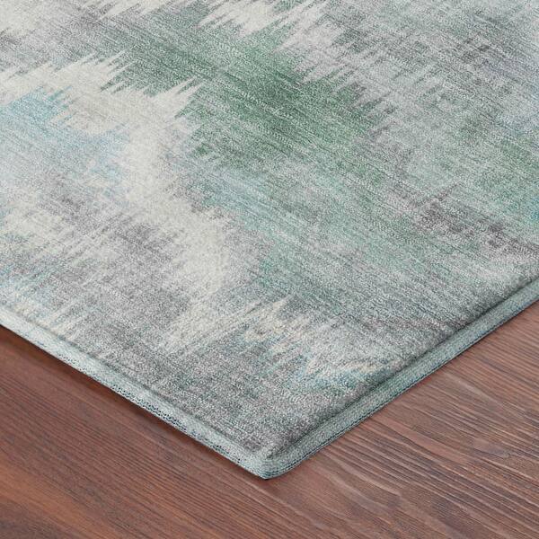 Mayfield Premium Machine Washable Abstract AMF2258 Teal 9 ft. x 12 ft. Area Rug