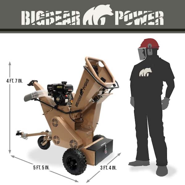 BIGBEAR POWER Tornadic 3 in. 7 HP Gas Powered Commercial Chipper