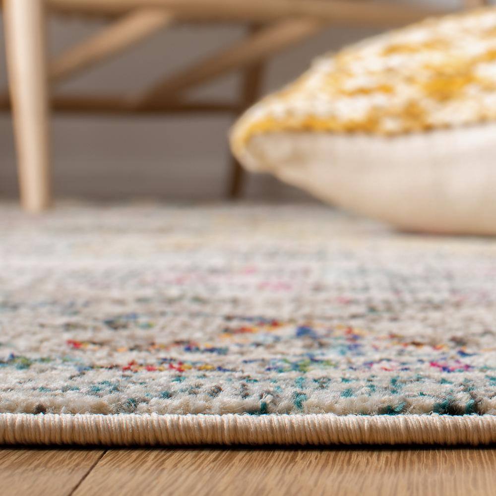 Elegant Grey and Gold Synthetic 26" Non-slip Runner Rug