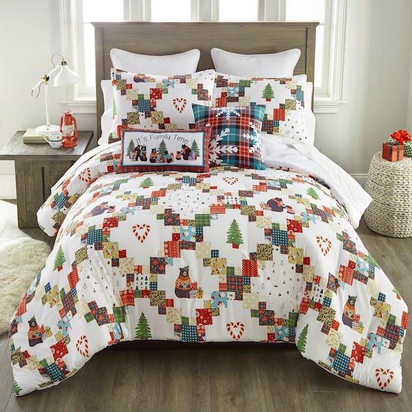 DONNA SHARP Holiday Love Multi-Colored 3PC Polyester Queen Comforter Set