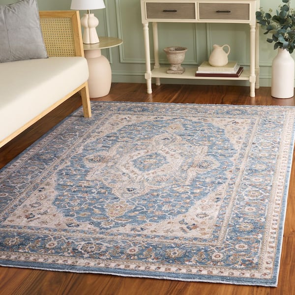 Ellwood 7 ft. x 10 ft. Navy/Beige Ornate Medallion Area Rug