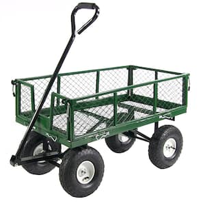 Green Steel Utility Cart with Removable Folding Sides
