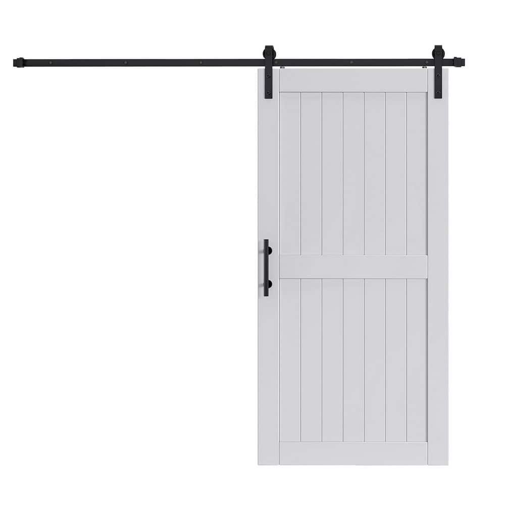 42 in. x 84 in. H Style White Finished Solid Core Wood Composite Sliding Barn Door with Hardware Kit price history on PriceWatchPro
