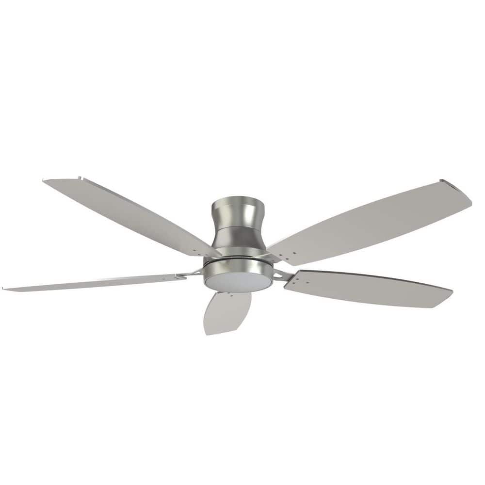 52 in. Indoor LED Nickel Low Profile Flush Mount Standard Ceiling Fan with Light, DC Motor, and Remote price history on PriceWatchPro
