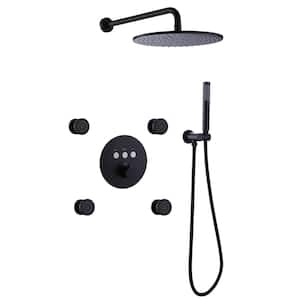 Single Handle 1-Spray Wall Mount Shower Faucet 1.8 GPM with Body Spray Thermostatic Shower Faucet Set in. Matte Black
