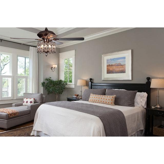 Mariposa 52-inch Rustic Bronze Chandelier Ceiling Fan with Crystal Shade