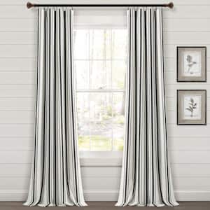 Farmhouse Stripe 42 in. W x 95 in. L Yarn Dyed Eco-Friendly Recycled Cotton Window Curtain Panels in Black