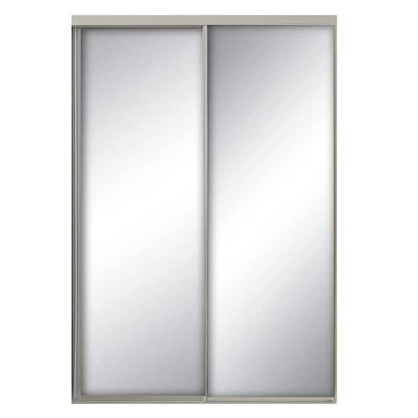 Contractors Wardrobe 95 in. x 96 in. Savoy White Steel Frame Mirrored Interior Sliding Closet Door