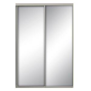 95 in. x 96 in. Savoy White Steel Frame Mirrored Interior Sliding Closet Door