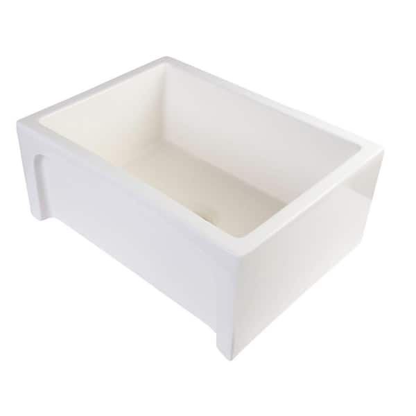 ALFI BRAND Arched Farmhouse Apron Fireclay 24 in. Single Basin Kitchen Sink in Biscuit