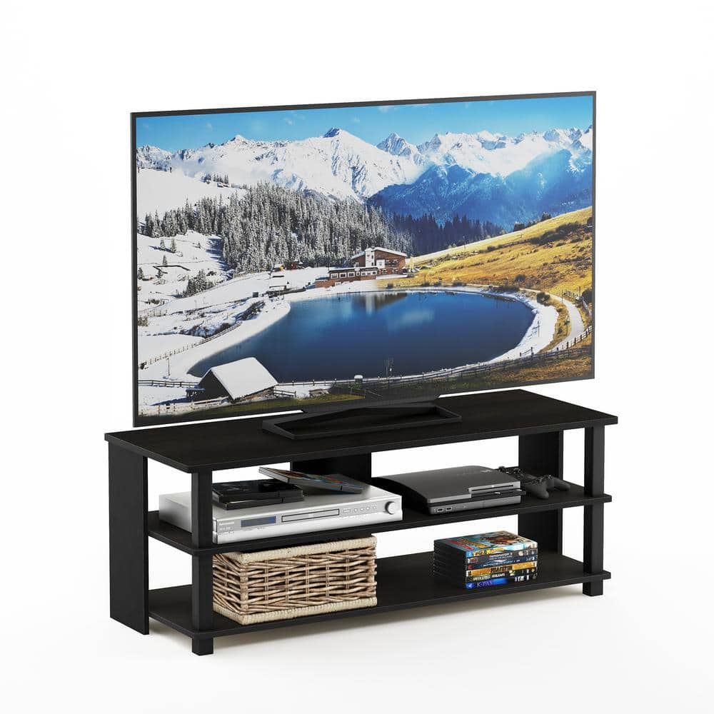 Espresso Black Modern 3-Tier Particle Board TV Stand for Up to 48" TV