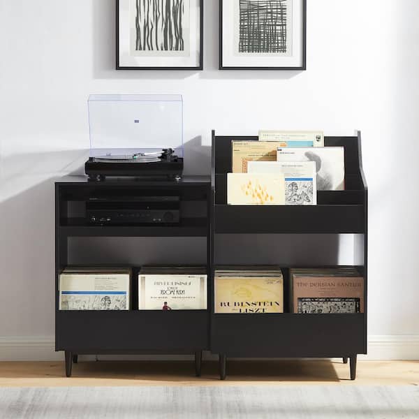 Liam Black 2-Piece Record Player Stand and Vinyl Storage Set