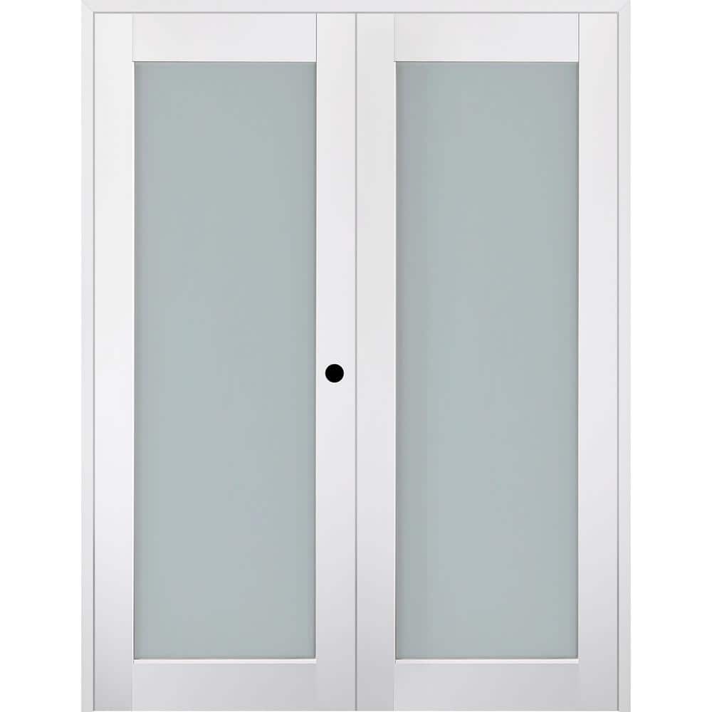 Smart Pro 72 in. x 80 in. Left Handed Active Frosted Glass Polar White Wood Composite Double Prehung French Door price history on PriceWatchPro