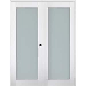 Smart Pro 48 in. x 80 in. Left Handed Active Frosted Glass Polar White Wood Composite Double Prehung French Door
