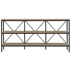 Kira 64 in. Blackened Bronze and Antiqued Gray Oak Steel and MDF Rectangular Console Table
