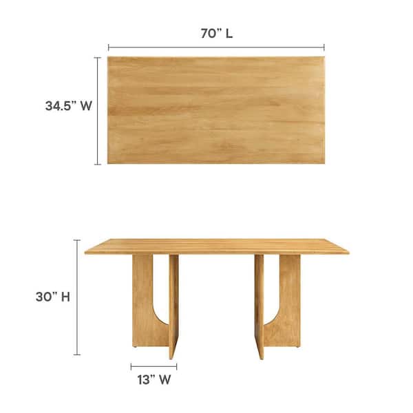 MODWAY Rivian Rectangular 70 in. Wood Dining Table in Oak EEI-6593
