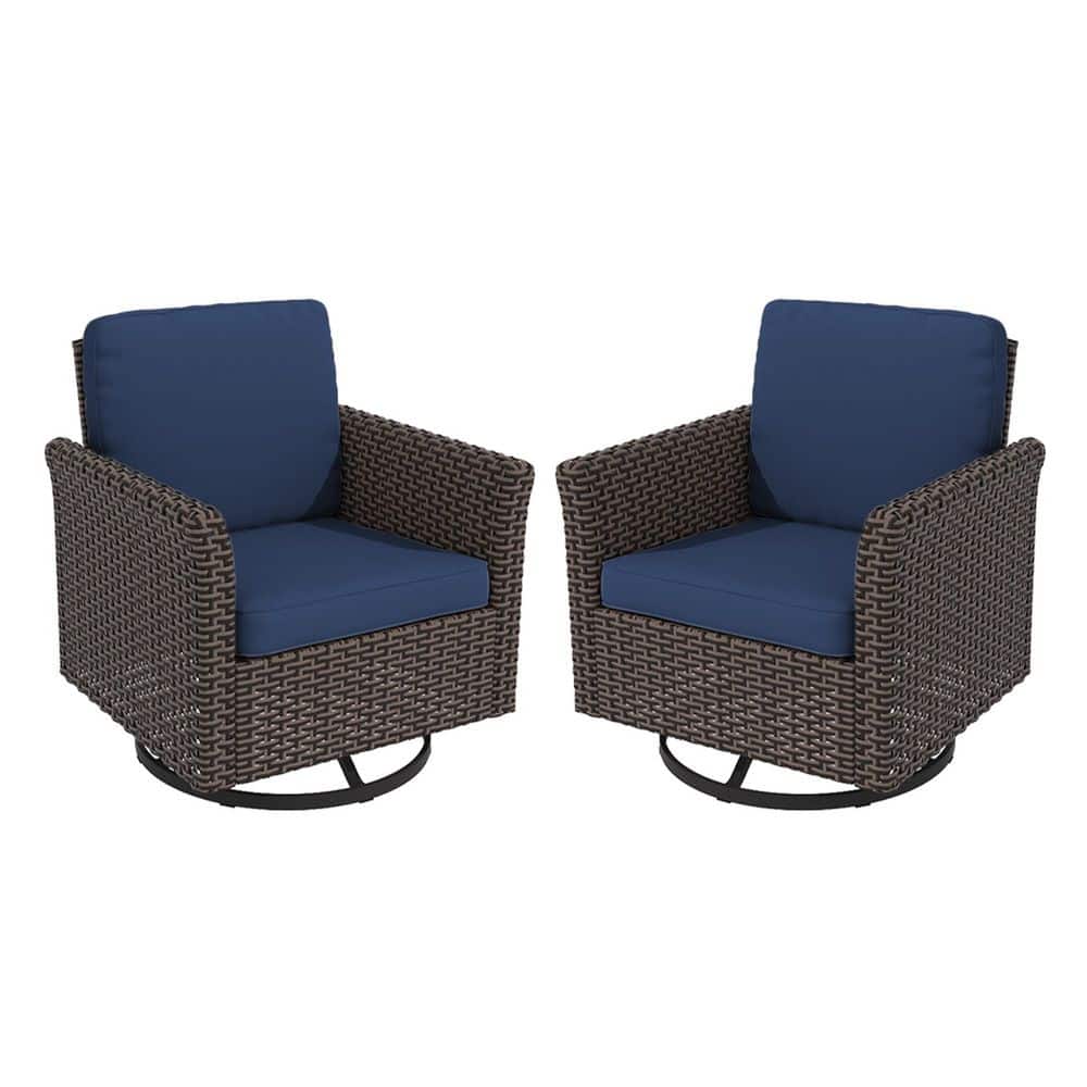 Wicker Outdoor Rocking Chair Patio Swivel with Blue Cushions (2-Pack) price history on PriceWatchPro