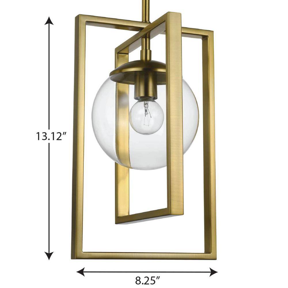 Atwell Brushed Bronze Pendant with Clear Globe Shade