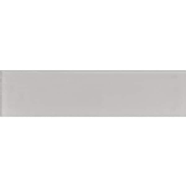 Warm Greige 4 in. x 16 in. Polished  Floor and Wall Glass Mosaic Tile (5.33 sq. ft./Case)