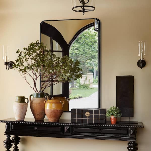 20 in. W x 30.2 in. H Rectangular Aluminum Frame Square Black Wall Mirror