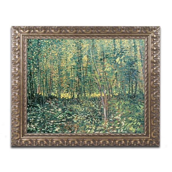 Trademark Fine Art 16 in. x 20 in. "Trees and Undergrowth" by Vincent van Gogh Framed Printed Canvas Wall Art