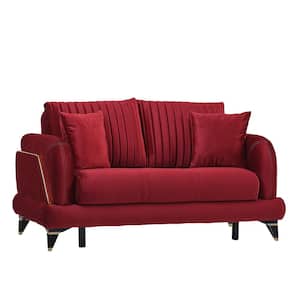 Sapphire Collection Convertible 65 in. Burgundy Microfiber 2-Seater Loveseat with Storage
