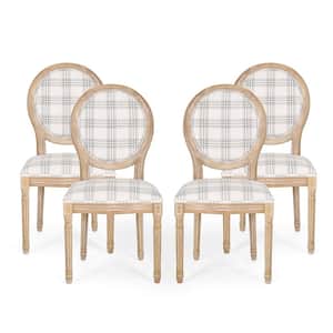 Karter Gray Plaid and Light Beige Upholstered Dining Chair (Set of 4)