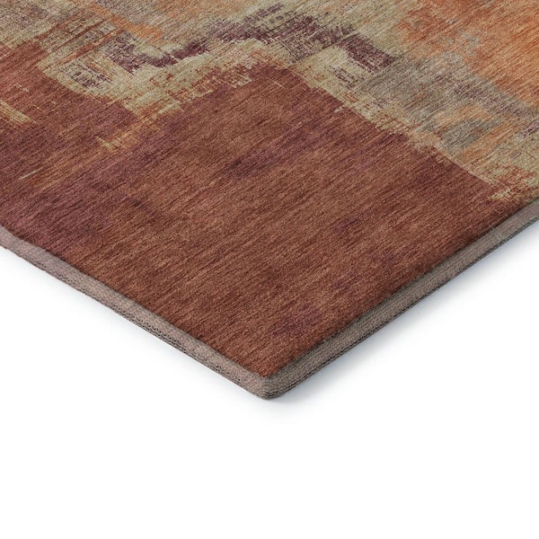 Mayfield Premium Machine Washable Abstract AMF1332 Paprika 9 ft. x 12 ft. Area Rug