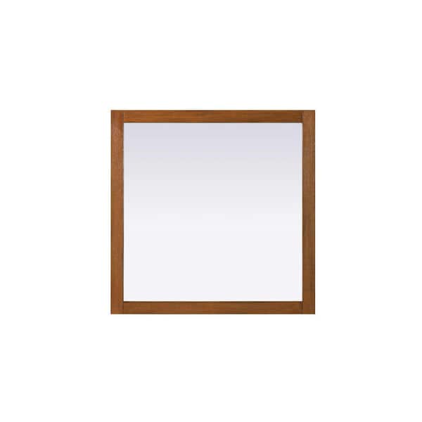 Brandy Walnut 36 in. W x 36 in. H Transitional Square Mirror