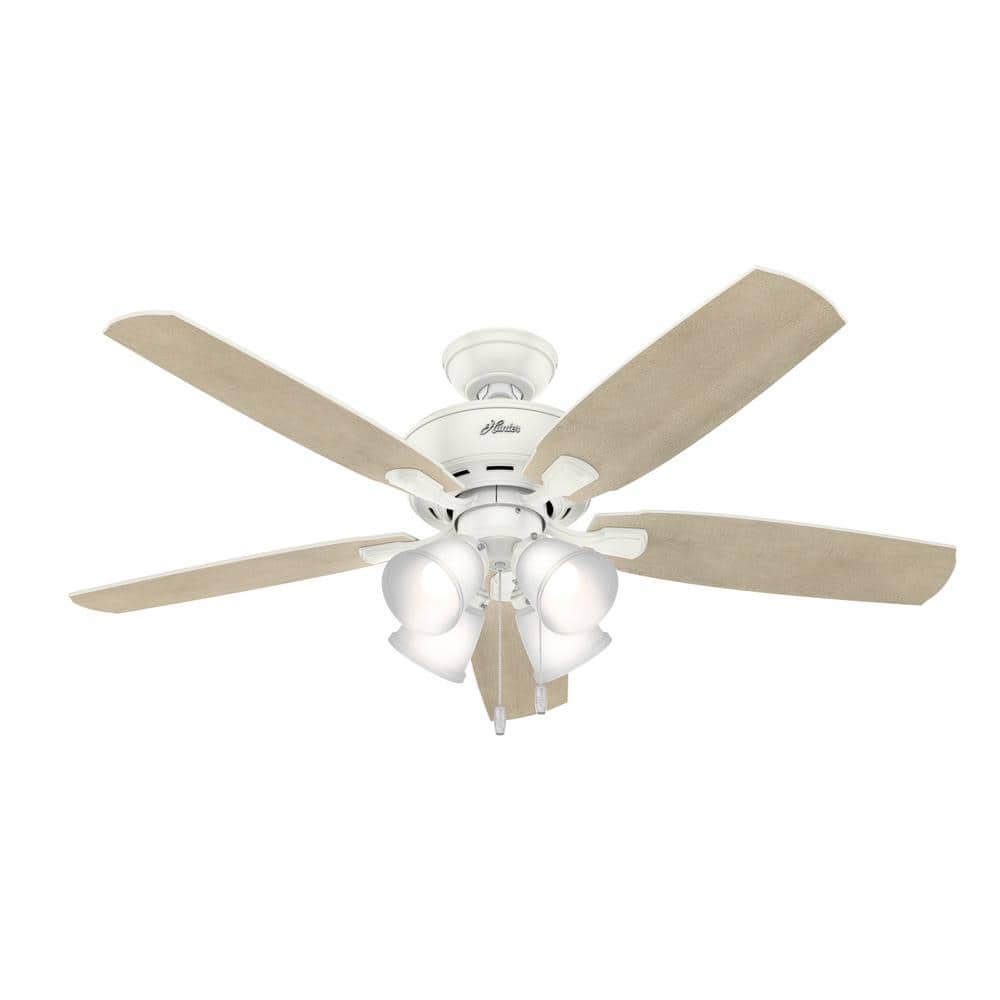 Hunter Amberlin 52 in. Indoor Fresh White LED Ceiling Fan with Light 53217 - The Home Depot