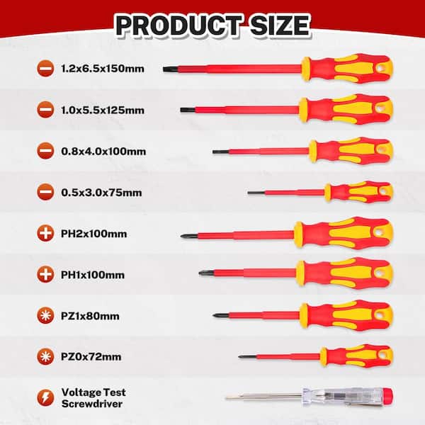 Lukyamzn Insulated Screwdriver Set Magnetic Tips Ergonomic Handle
