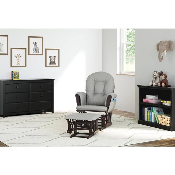 Angel Line 61321-49 Windsor Glider And Ottoman, Espresso With Chocolate