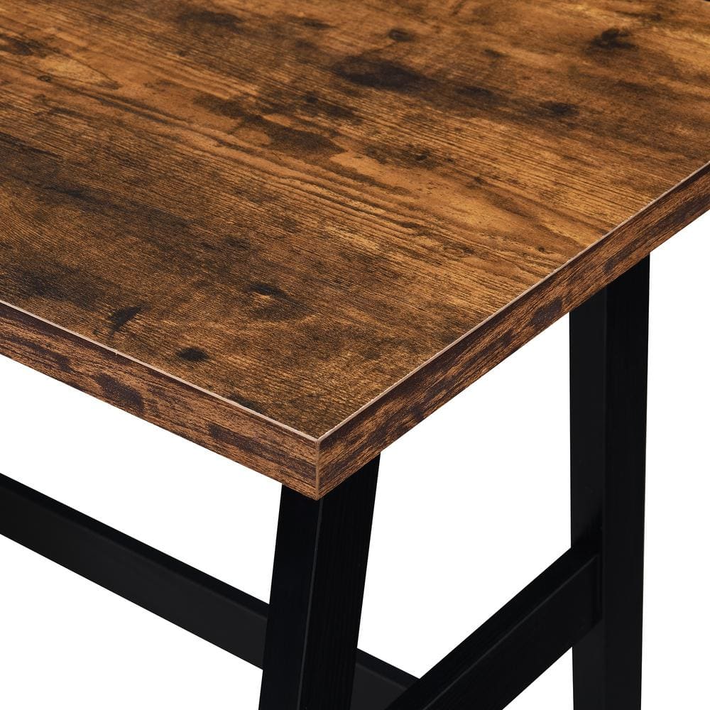 Designs2Go 47" Barnwood Black Trestle Desk with Shelves