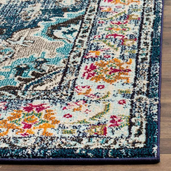 SAFAVIEH Monaco 9 ft. x 12 ft. Navy/Light Blue Border Area Rug