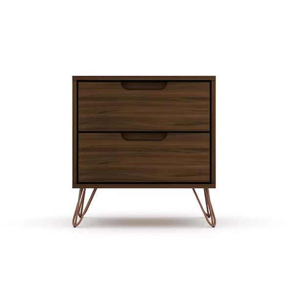 Luxor Intrepid 2.0 Brown Mid-Century Modern 2-Drawer Nightstand