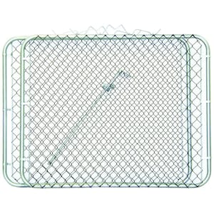 10 ft. W x 4 ft. H Chain Link Fence Black Fabric Steel Drive-Through Frame Gate 2-Pannels