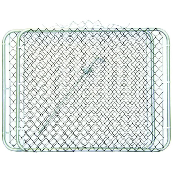 YARDGARD 10 ft. W x 4 ft. H Chain Link Fence Black Fabric Steel Drive-Through Frame Gate 2-Pannels