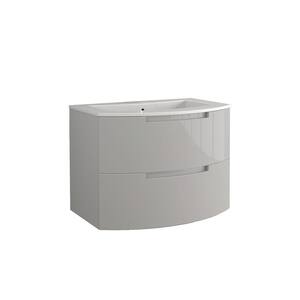 Oasi 29 in. Vanity in Glossy Grey with Tekorlux Vanity Top in White with White Basin