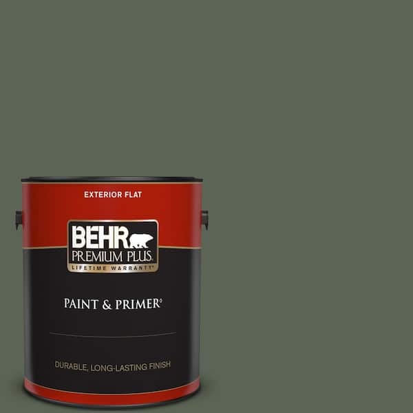 BEHR PREMIUM PLUS 1 gal. #T13-16 Pine Cone Pass Flat Exterior Paint & Primer