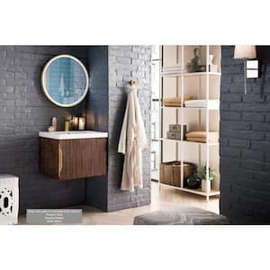 Columbia 23.6 in. W x 18.1 in. D x 35.4 in. H Bath Vanity in Coffee Oak with White Glossy Top