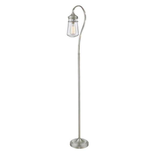 Celeste 58" Brushed Nickel Floor Lamp with Glass Shade