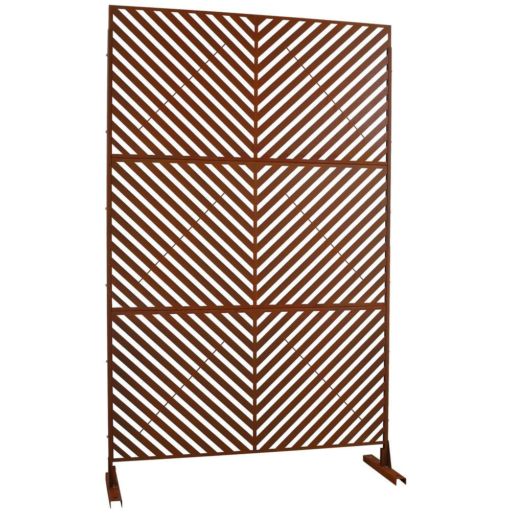 76 in. H x 48 in. W Steel Garden Fence Freestanding Outdoor Privacy Screen in Rust Red price history on PriceWatchPro