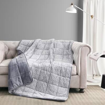 Grey Machine Washable Shiny Velvet to Shiny Velvet 48 in. x 72 in. 12 lbs. Weighted Blanket