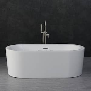 Andria 67 in. Acrylic Freestanding Flat Bottom Whirlpool and Air Bathtub with Drain and Overflow Included in White