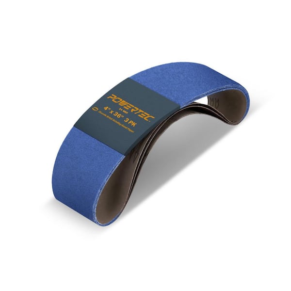 4 in. x 36 in. 24-Grit Metal Grinding Zirconia Sanding Belt for Bench Sander, Belt and Disc sander (3-Pack)