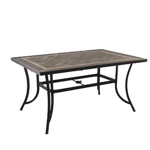 59 in. W Bronze Aluminum Outdoor Dining Table with Ceramic Tabletop