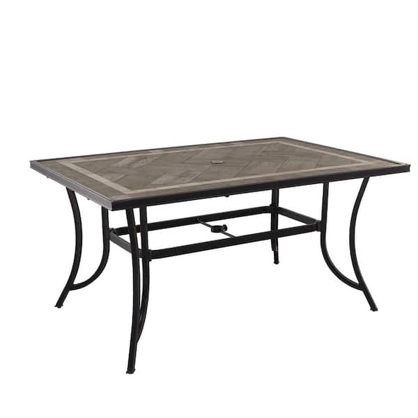 Clihome 59 in. W Bronze Aluminum Outdoor Dining Table with Ceramic Tabletop